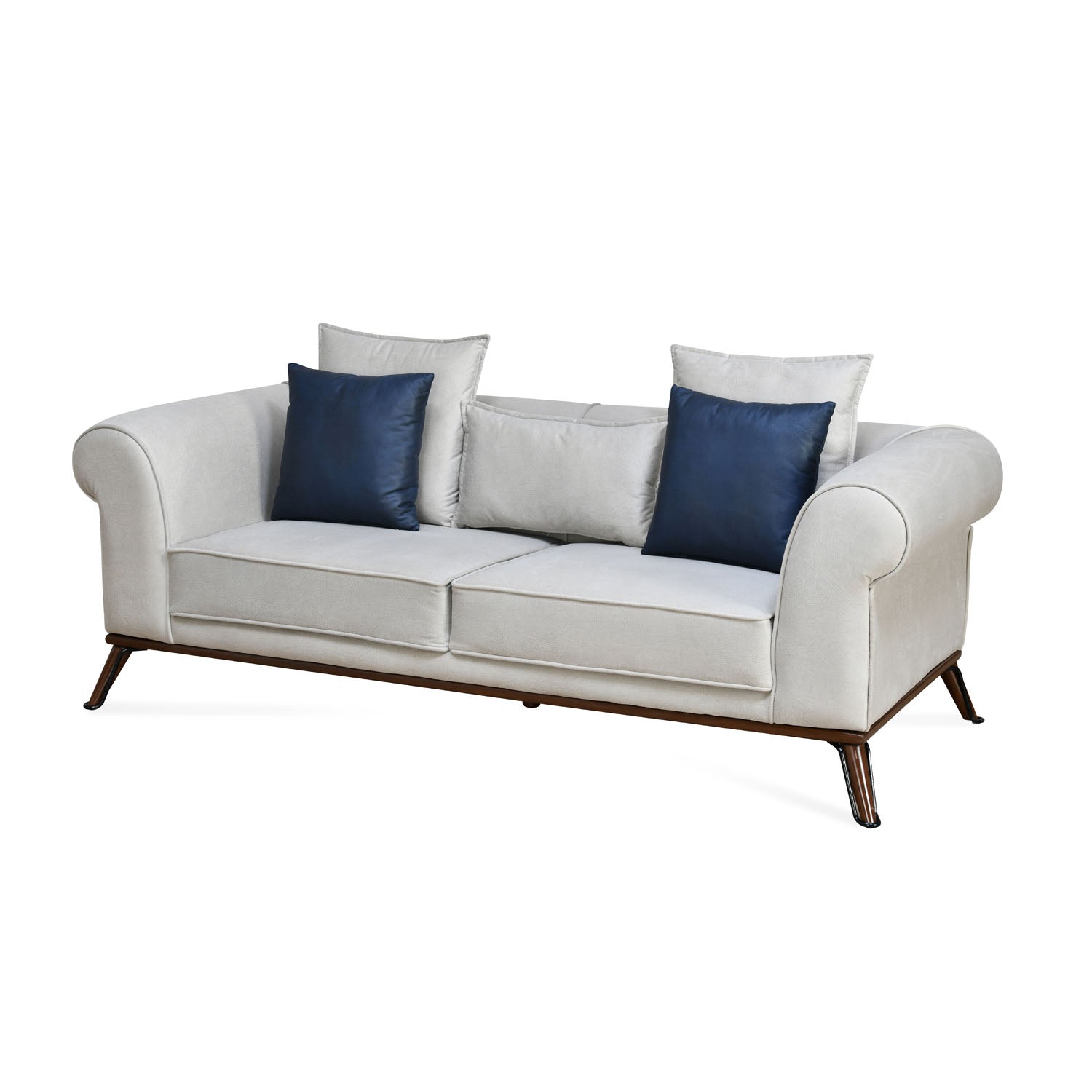 Clovis 2 Seater Fabric Sofa with Add on Cushions (Beige)