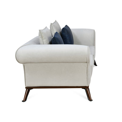 Clovis 2 Seater Fabric Sofa with Add on Cushions (Beige)
