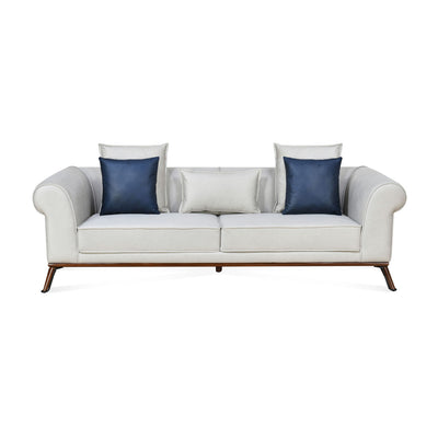 Clovis 3 Seater Fabric Sofa with Add on Cushions (Beige)