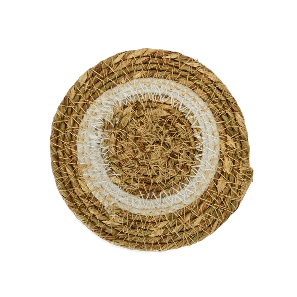 Seagrass & Cotton Yarn String 10 cm Coaster Set of 4 (Brown)
