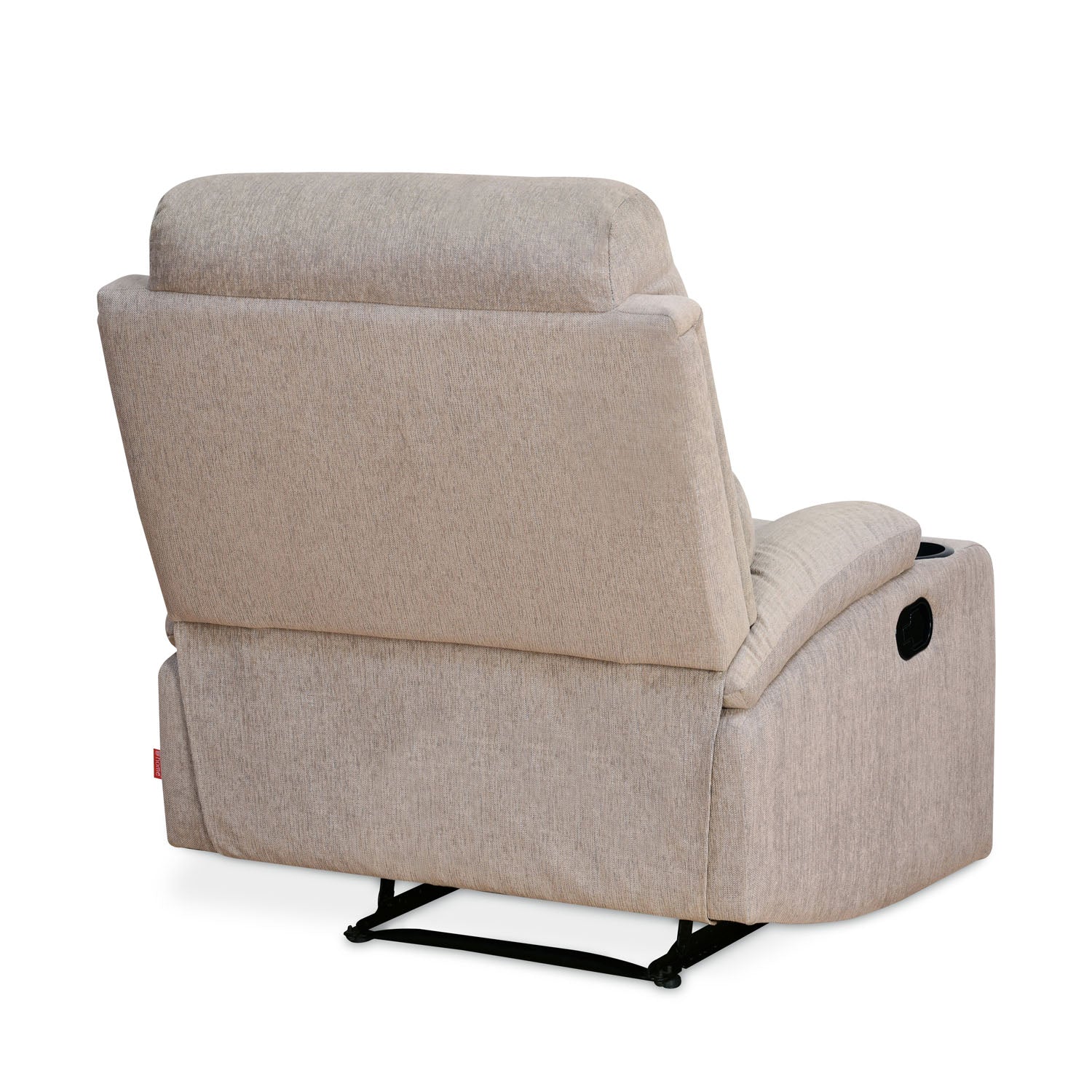 Comfy 1 Seater Fabric Manual Recliner with Cup Holder (Beige)