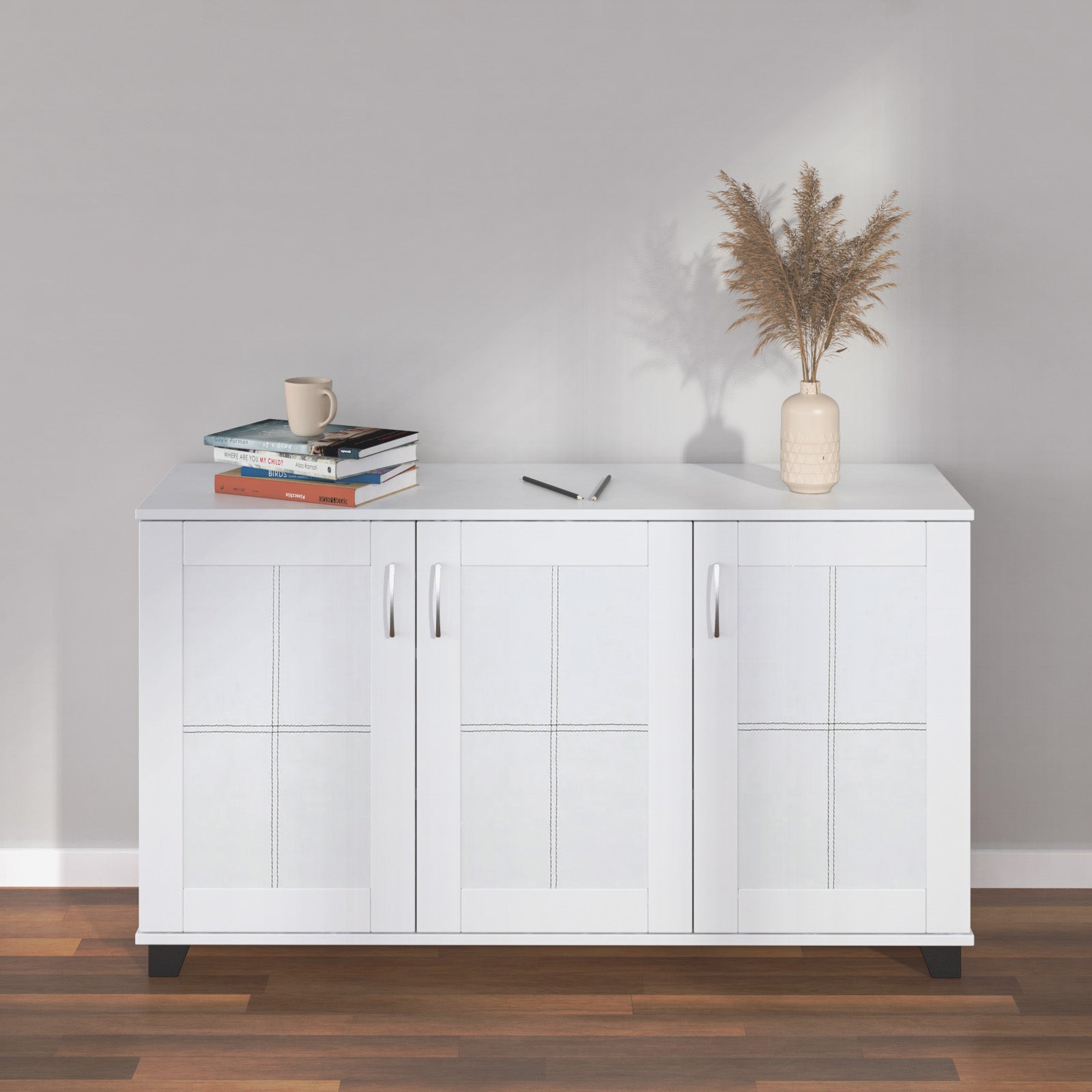 Caren Engineered Wood Medium Shoe Cabinet (White)