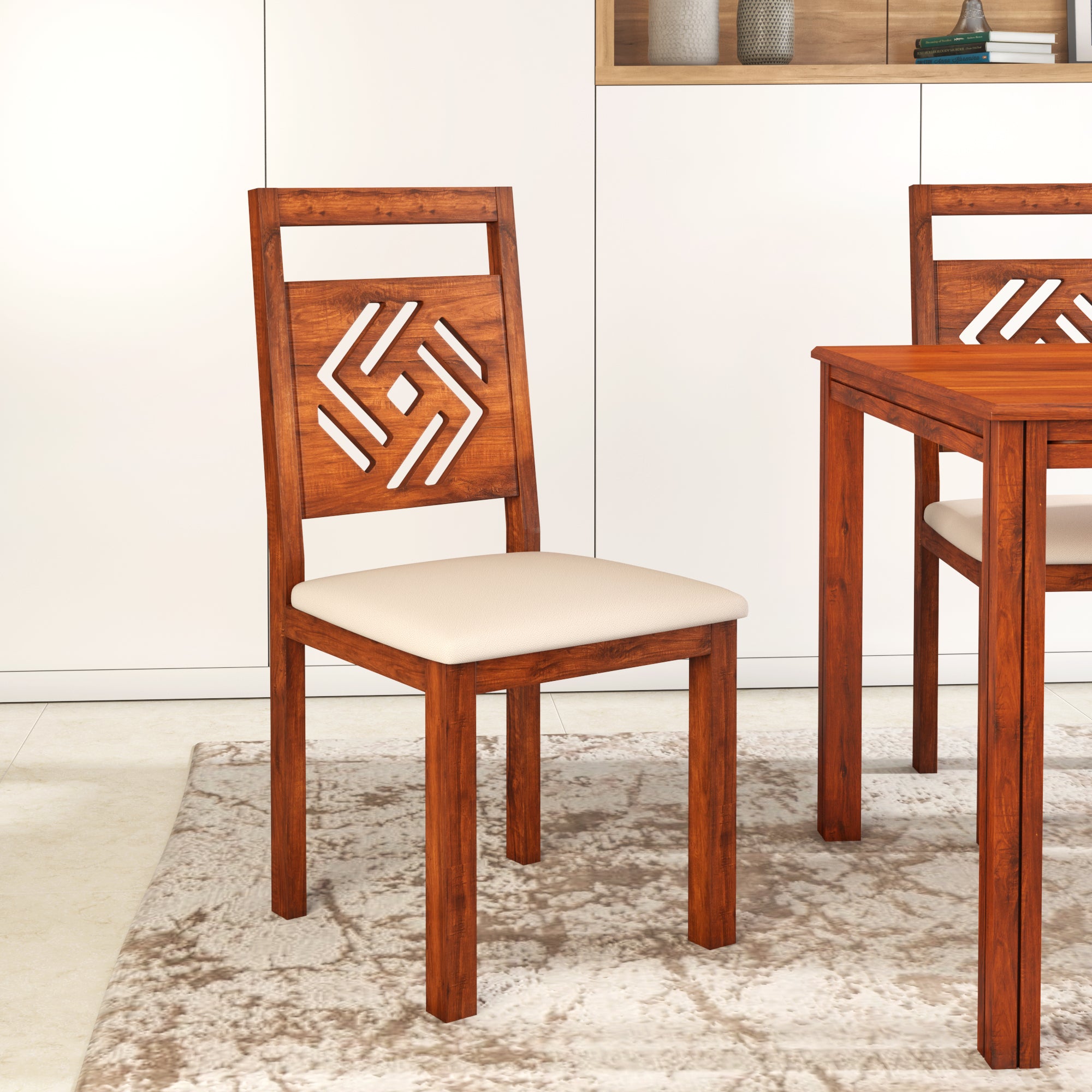 Cera Solid Wood Dining Chair (Honey Brown)
