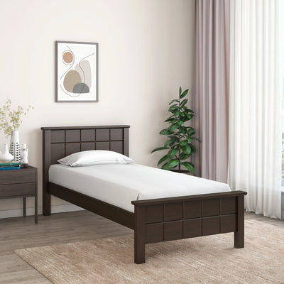 Cipher Solid Wood Single Bed (Espresso)