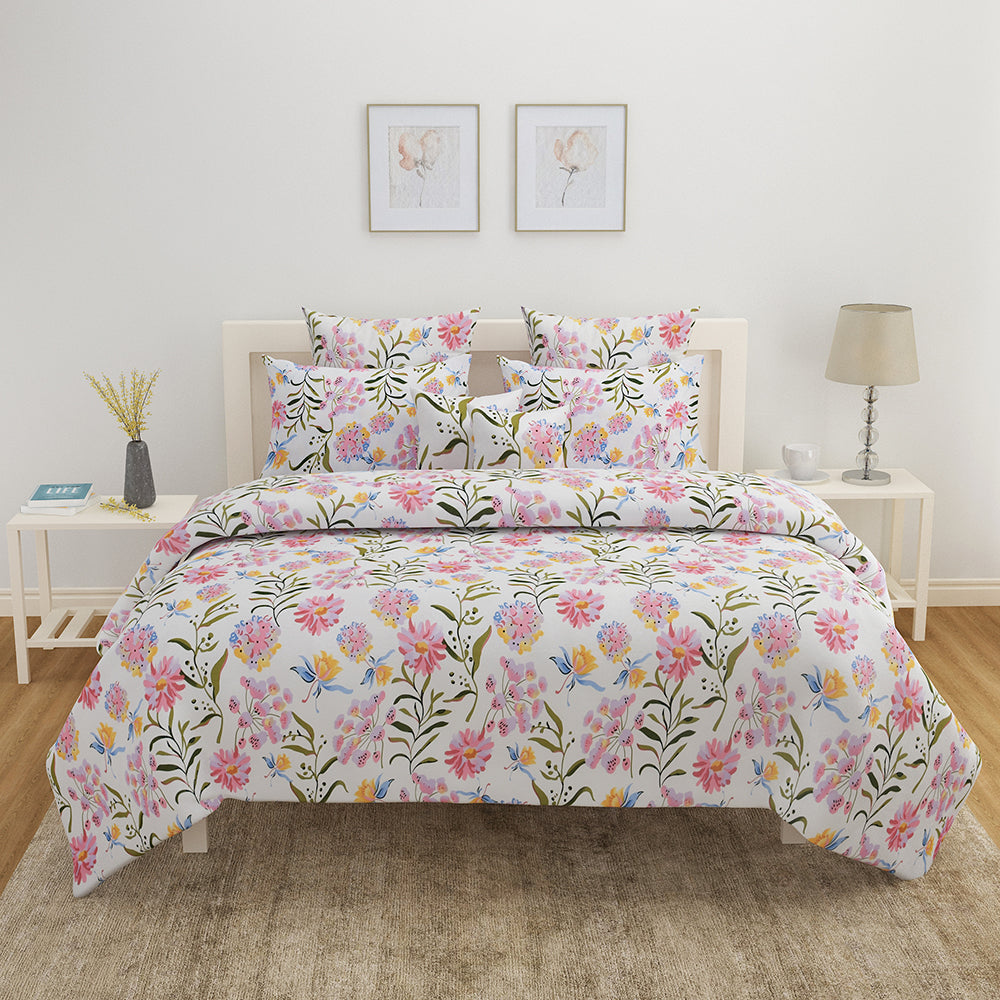 Aurora Vienna Double Bedsheet with 2 Pillow Covers Multicolor