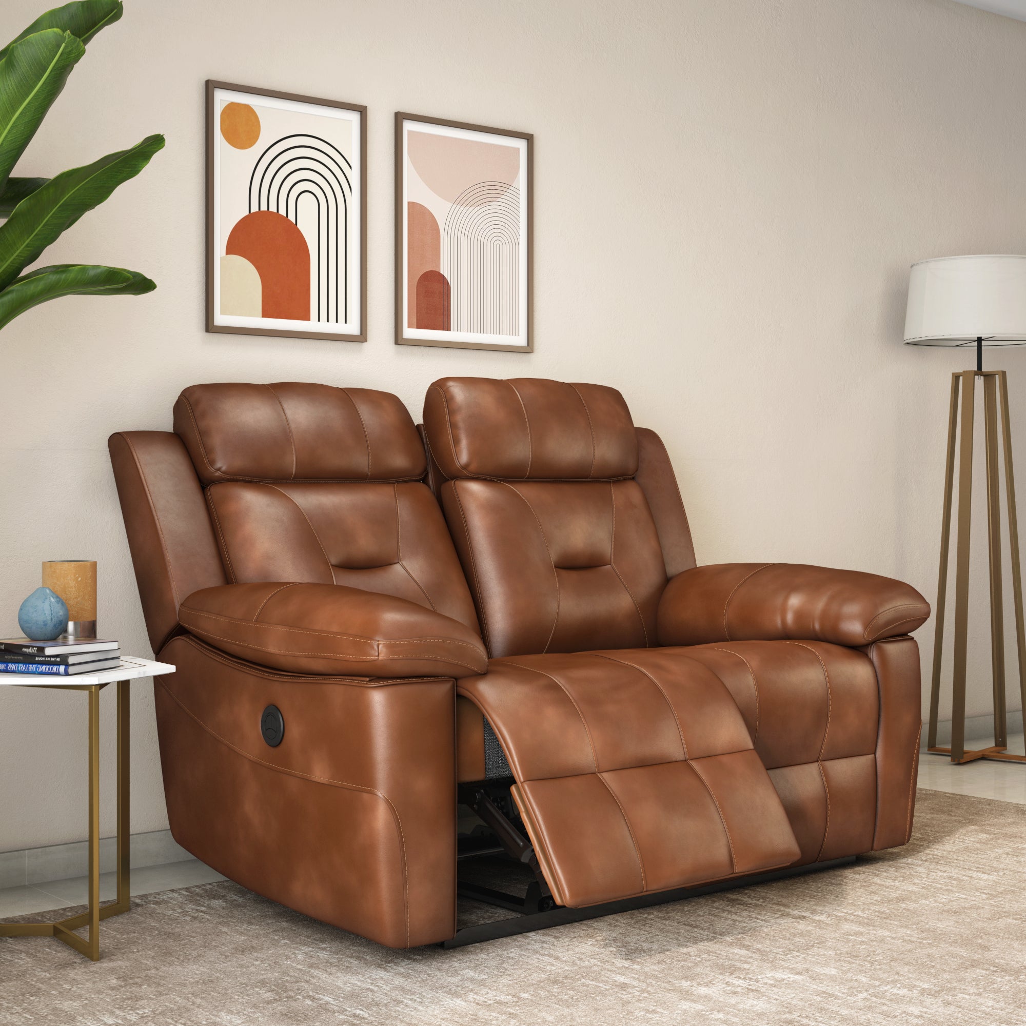 Delp 2 Seater Nappa Aire Leather Electric Recliner (Choco Brown)