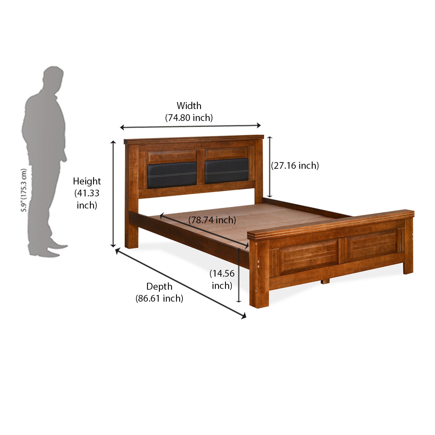 Dexter Solid Wood King Bed (Cappucino)