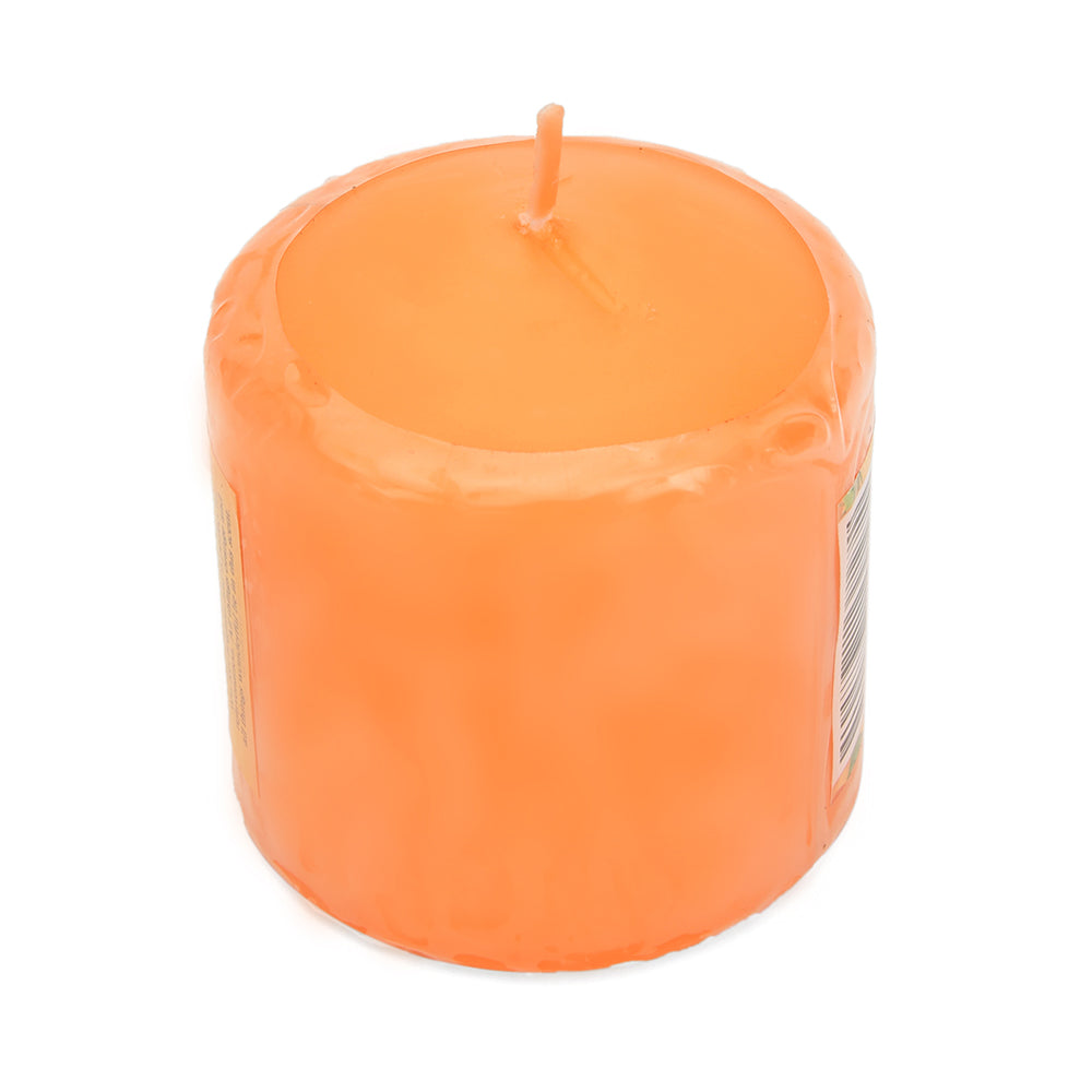 Mandarin Mimosa Scented Wax Pillar Candle (7 cm, Orange)