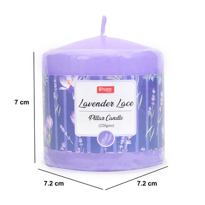 Lavender Lace Scented Wax Pillar Candle (7 cm, Purple)