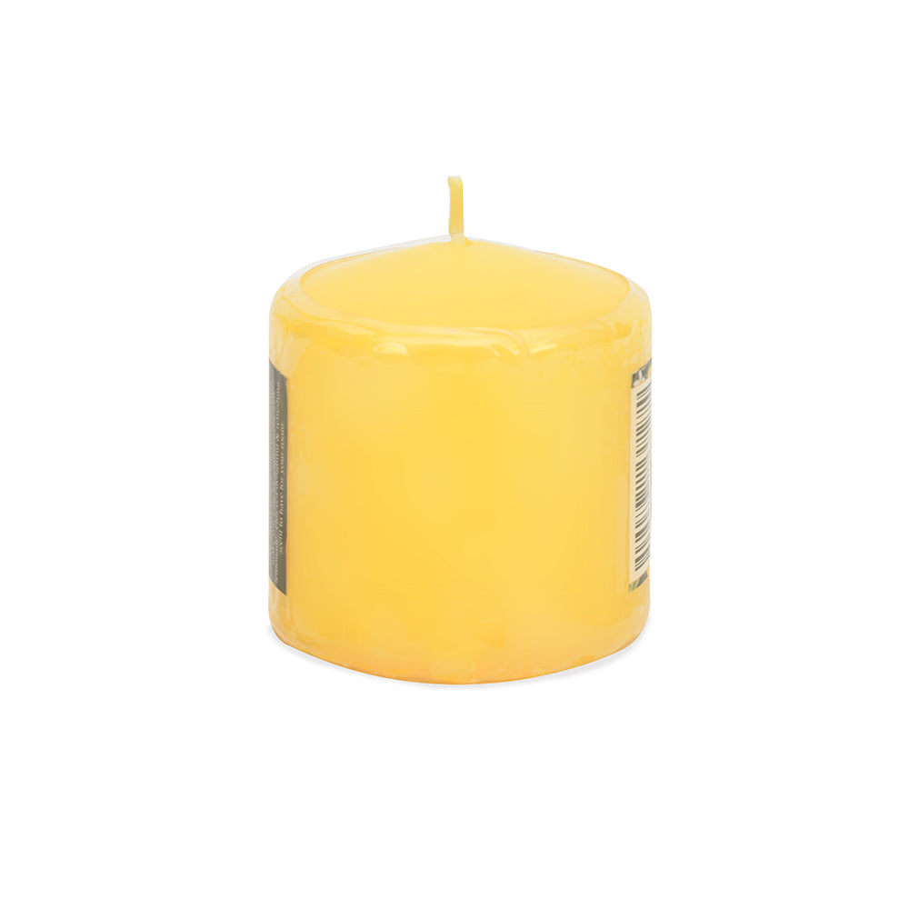 Lemon Sorbet Scented Wax Pillar Candle (7 cm, Yellow)