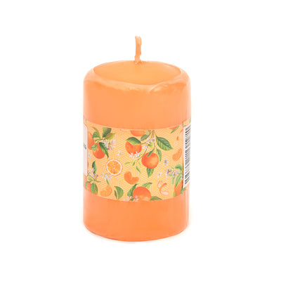 Mandarin Mimosa Scented Wax Pillar Candle (8 cm, Orange)