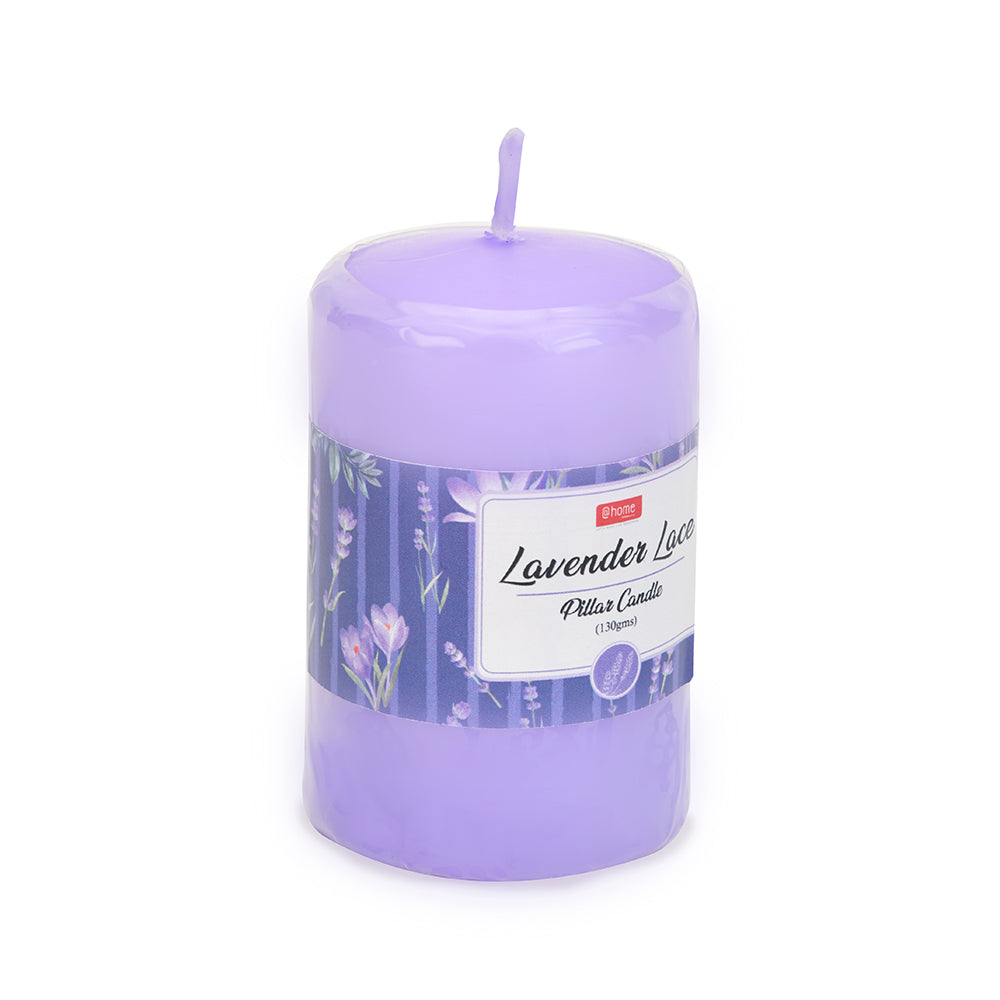 Lavender Lace Scented Wax Pillar Candle (8 cm, Purple)