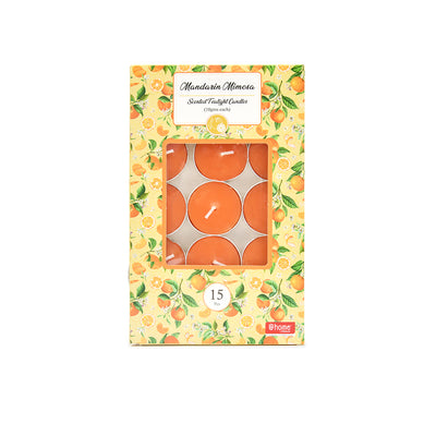 Mandarin Mimosa Scented Wax Tealight Candles Pack of 15 (Orange)