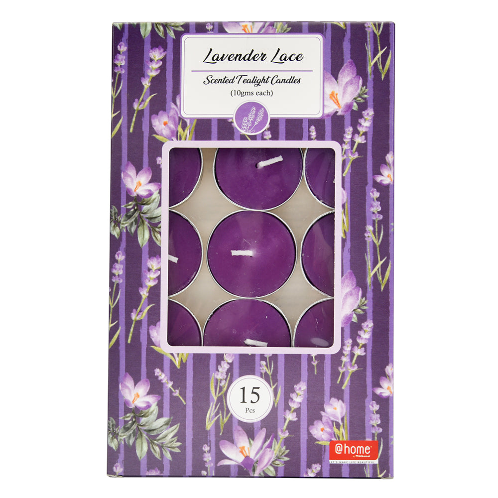 Lavender Lace Scented Wax Tealight Candles Pack of 15 (Purple)