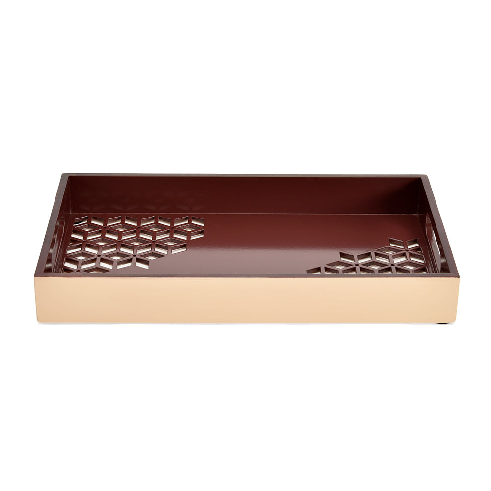MDF Rectangular Small Serving Tray (Brown & Beige)