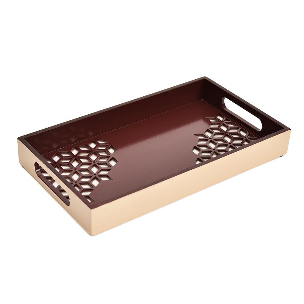 MDF Rectangular Small Serving Tray (Brown & Beige)
