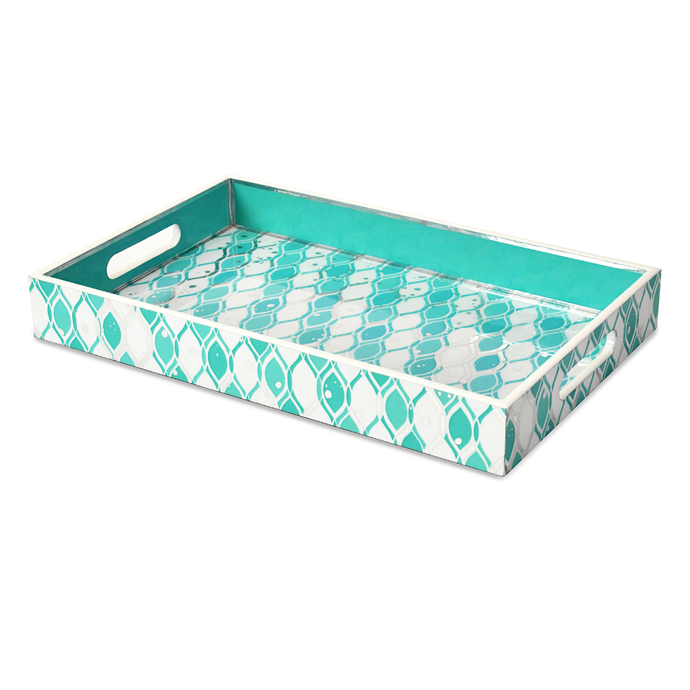 Printed MDF Serving Trays Set of 2 (Seagreen)