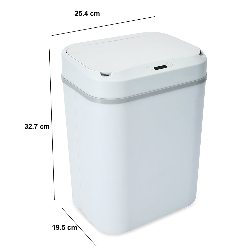 Plastic Sensor Dustbin With Lid (12 L, White)