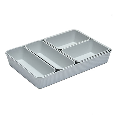 Polypropylene Storage Organiser Tray Set of 6 (Grey)