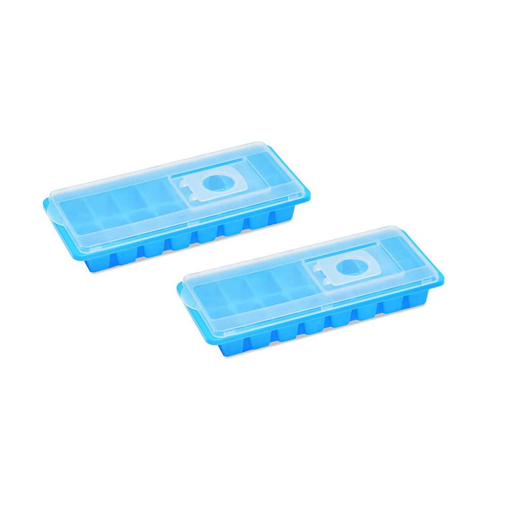 Ice Cube Tray With Lid Set of 2 (Blue)