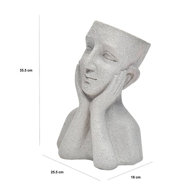 Human Face Shaped Planter 35 cm (Beige & Grey)