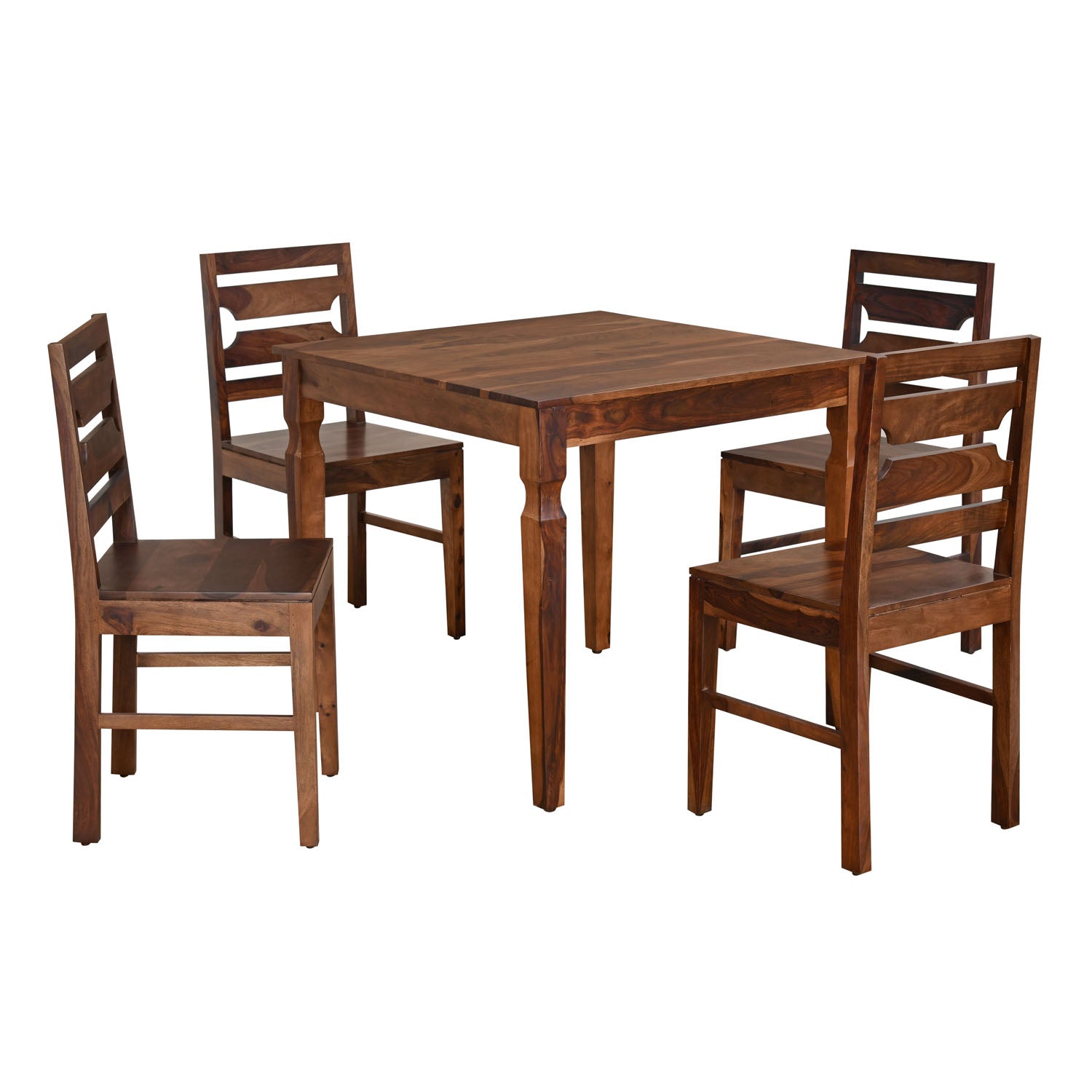 Europa Solid Wood 4 Steater Square Dining Table Set (Walnut)