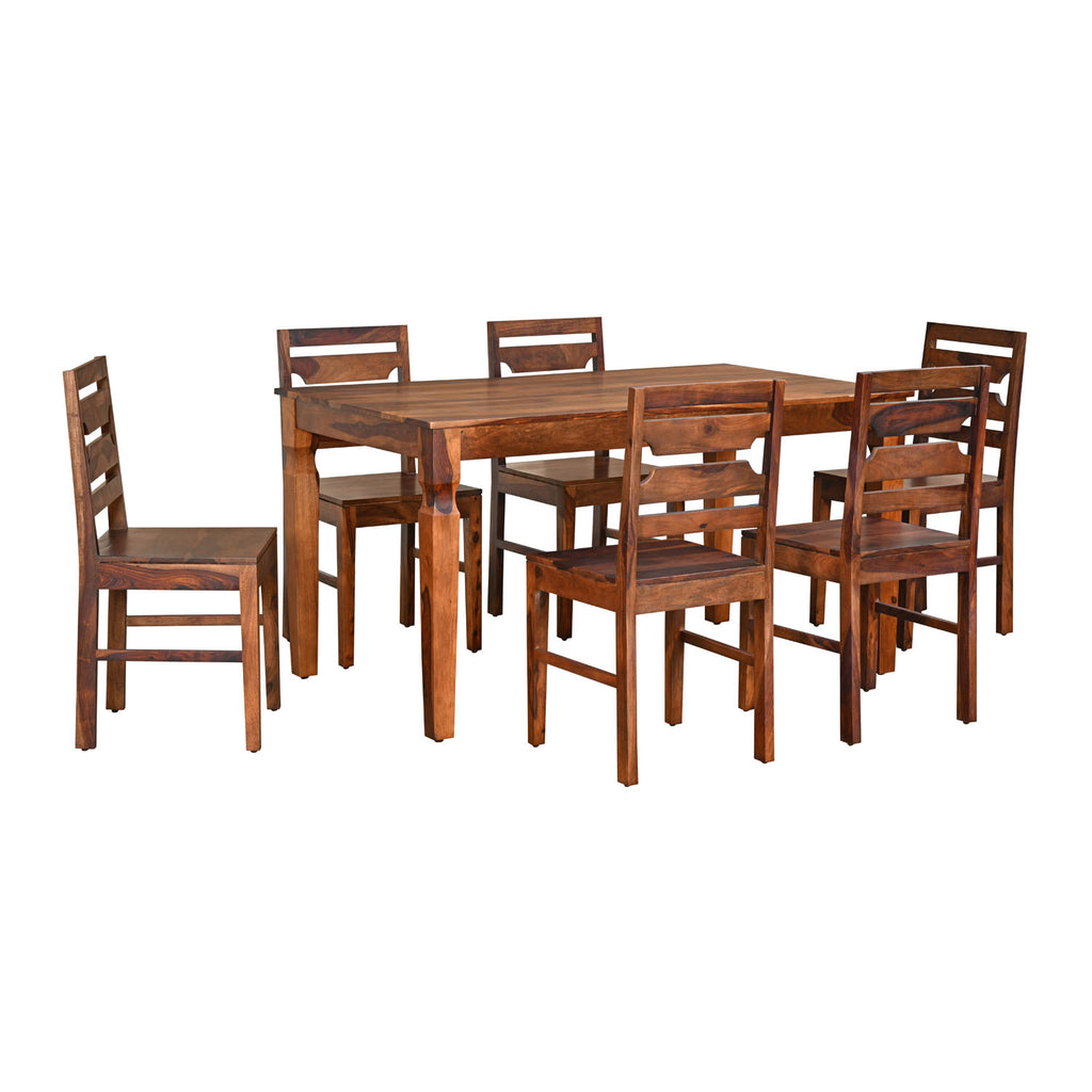 Europa Solid Wood 6 Seater Dining Set (Walnut)