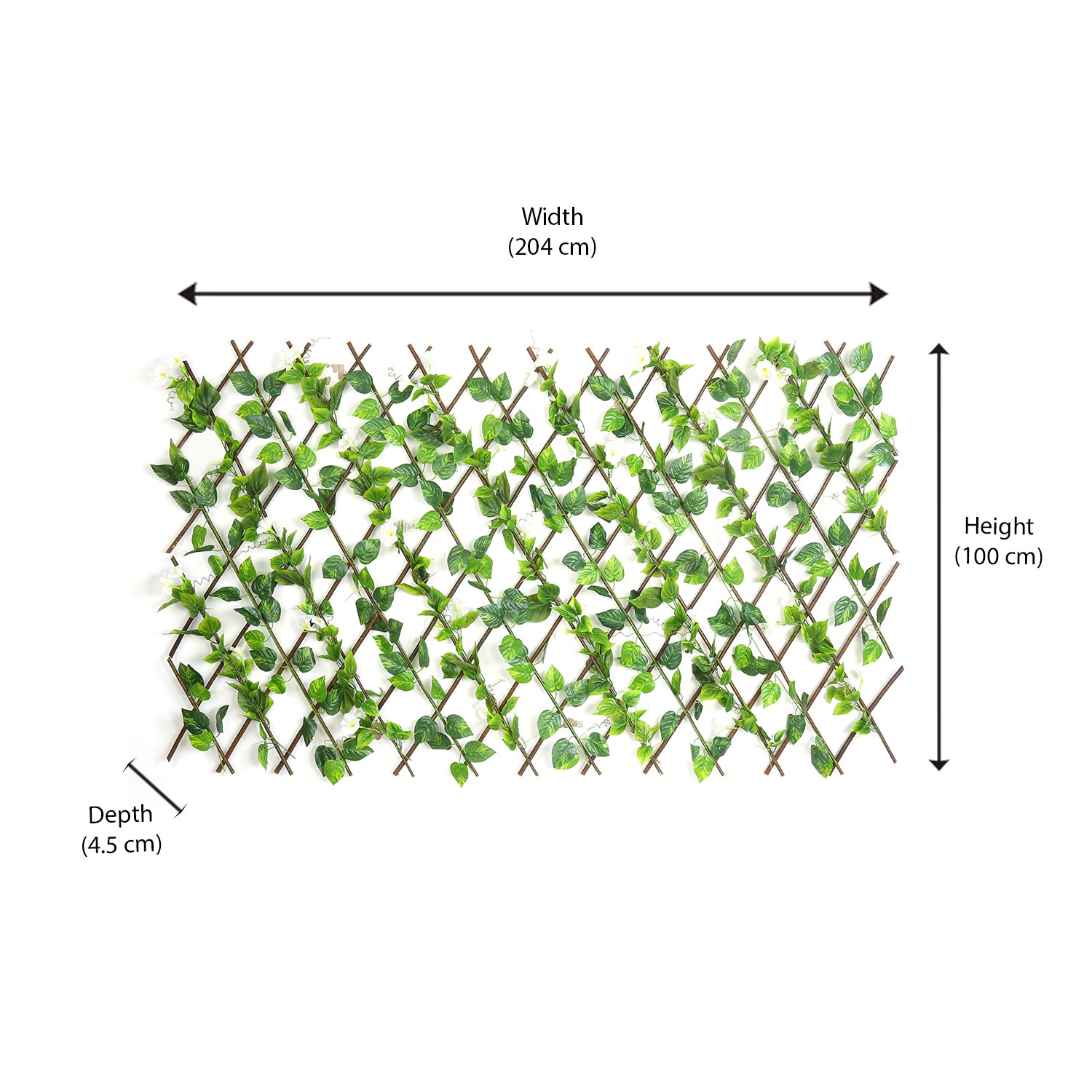 Artificial Expandable Fence with White Flowers (Green)