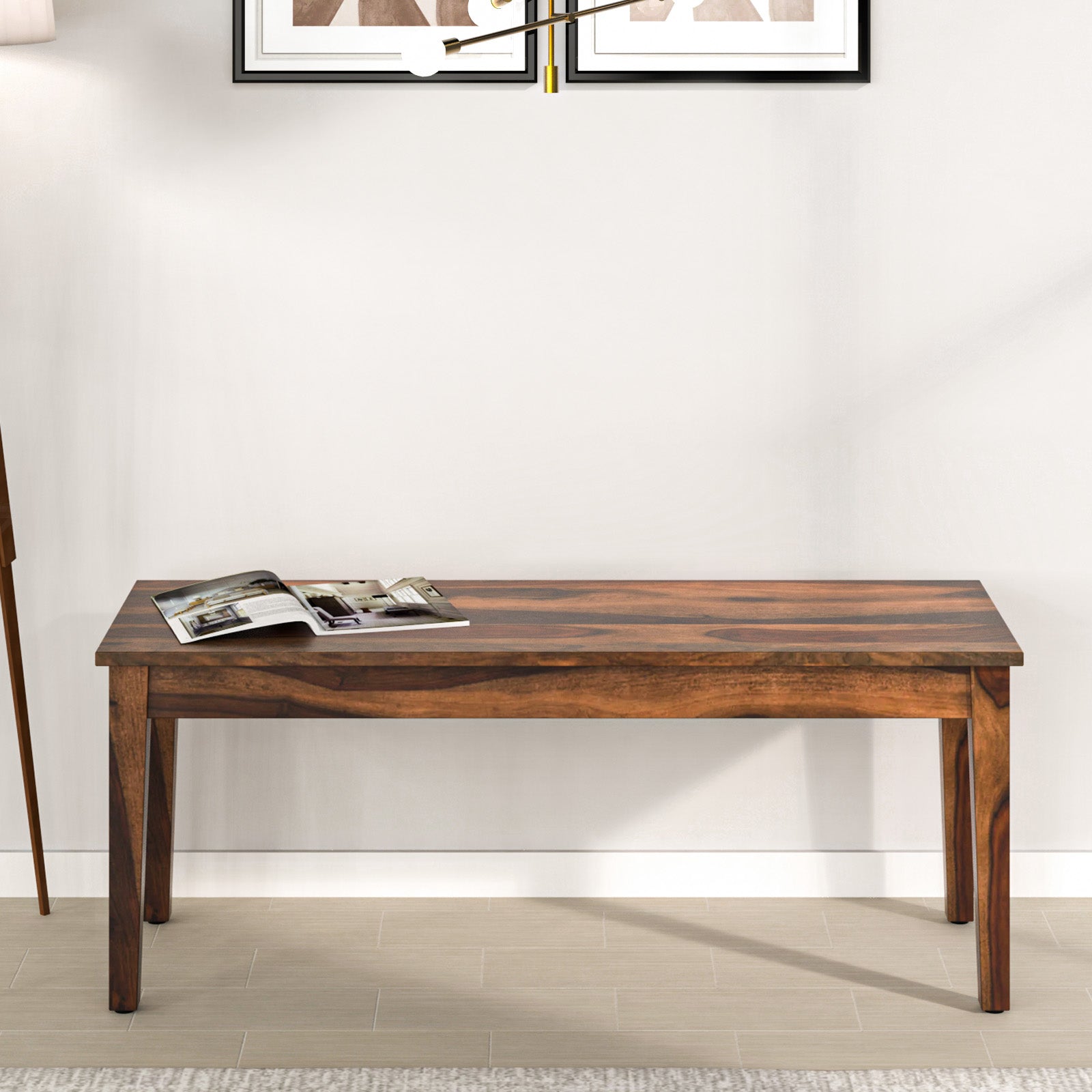 Europa Solid Wood 6 Seater Dining Bench (Walnut)