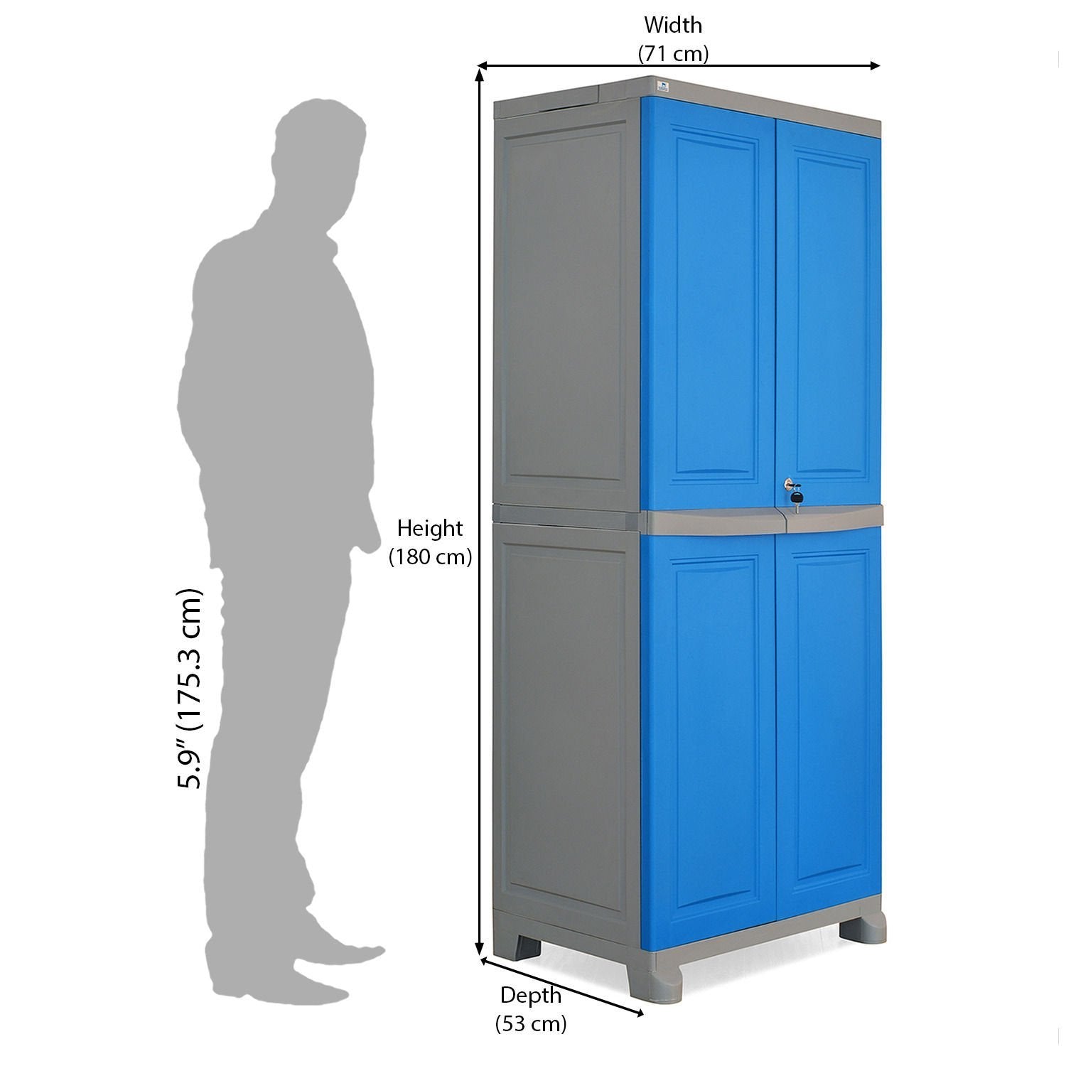 Nilkamal Freedom Big 1 (FB1) Plastic Storage Cabinet (Deep Blue and Grey)