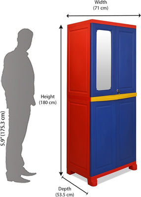 Nilkamal Freedom Big Mirror Cabinet (Pepsi Blue/Bright Red/Yellow)