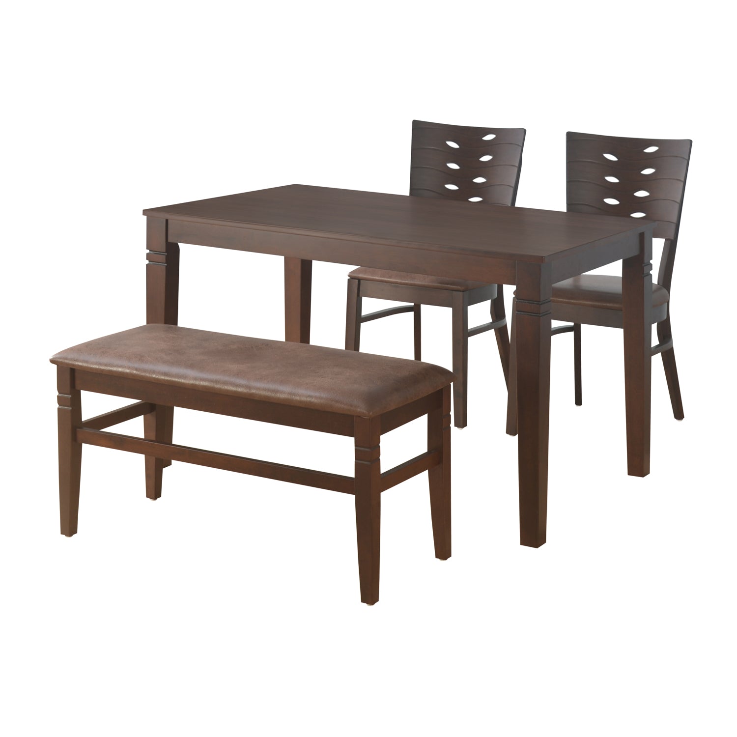 Fern 4 Seater Dining Set With Bench (Erin Brown)