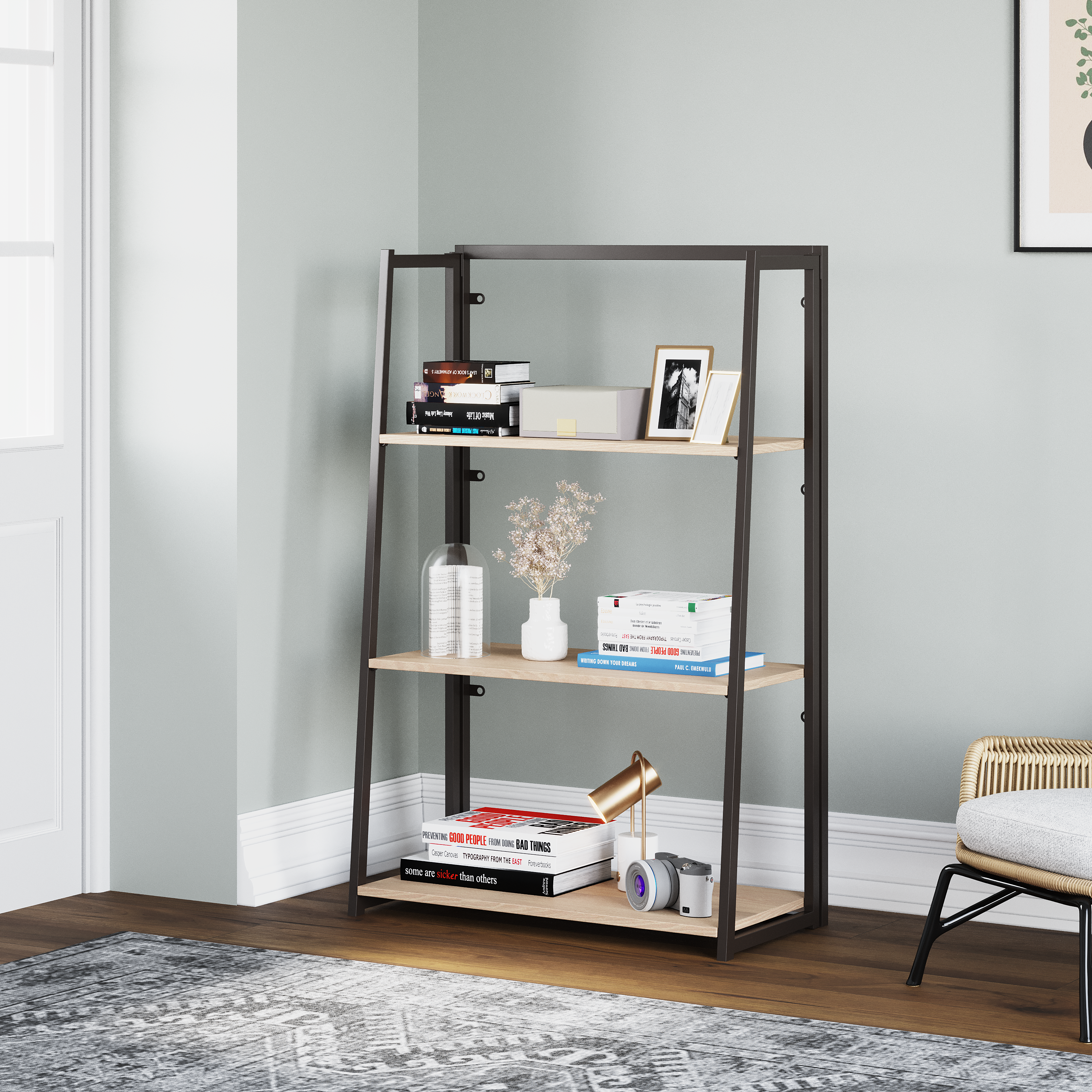 Astrid 3 Tier Foldable Bookshelf (Light Oak)