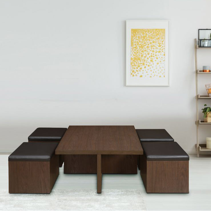 Trendy Center Table Set with Stool (Walnut)