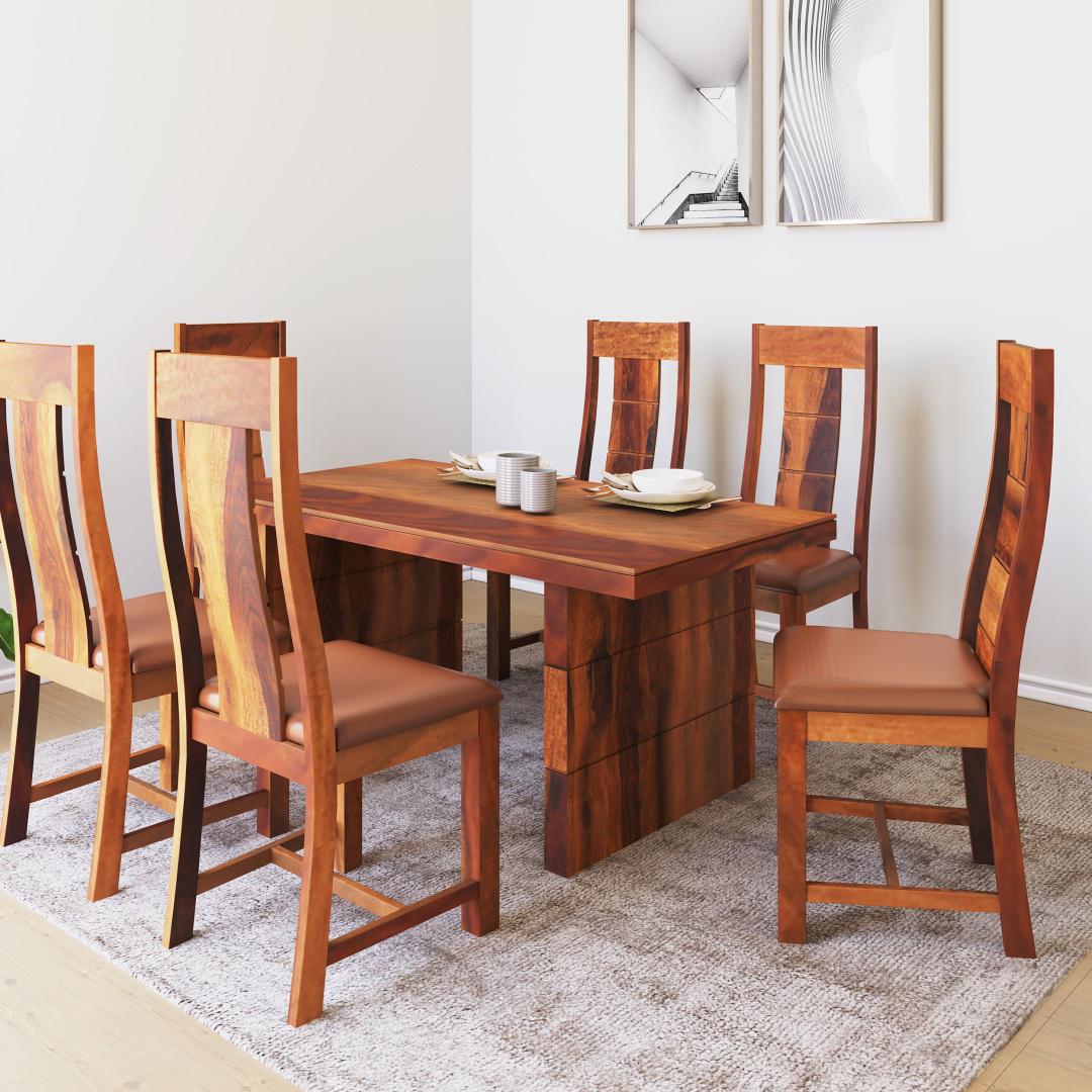 Pride Solid Wood 6 Seater Dining Set (Walnut)