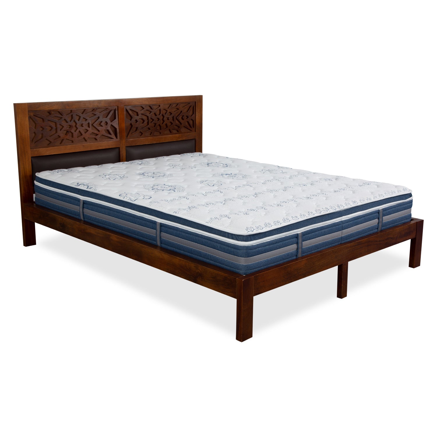 Vibrant Box Top 6 + 2 inch King Bed Spring Mattress (White & Blue)