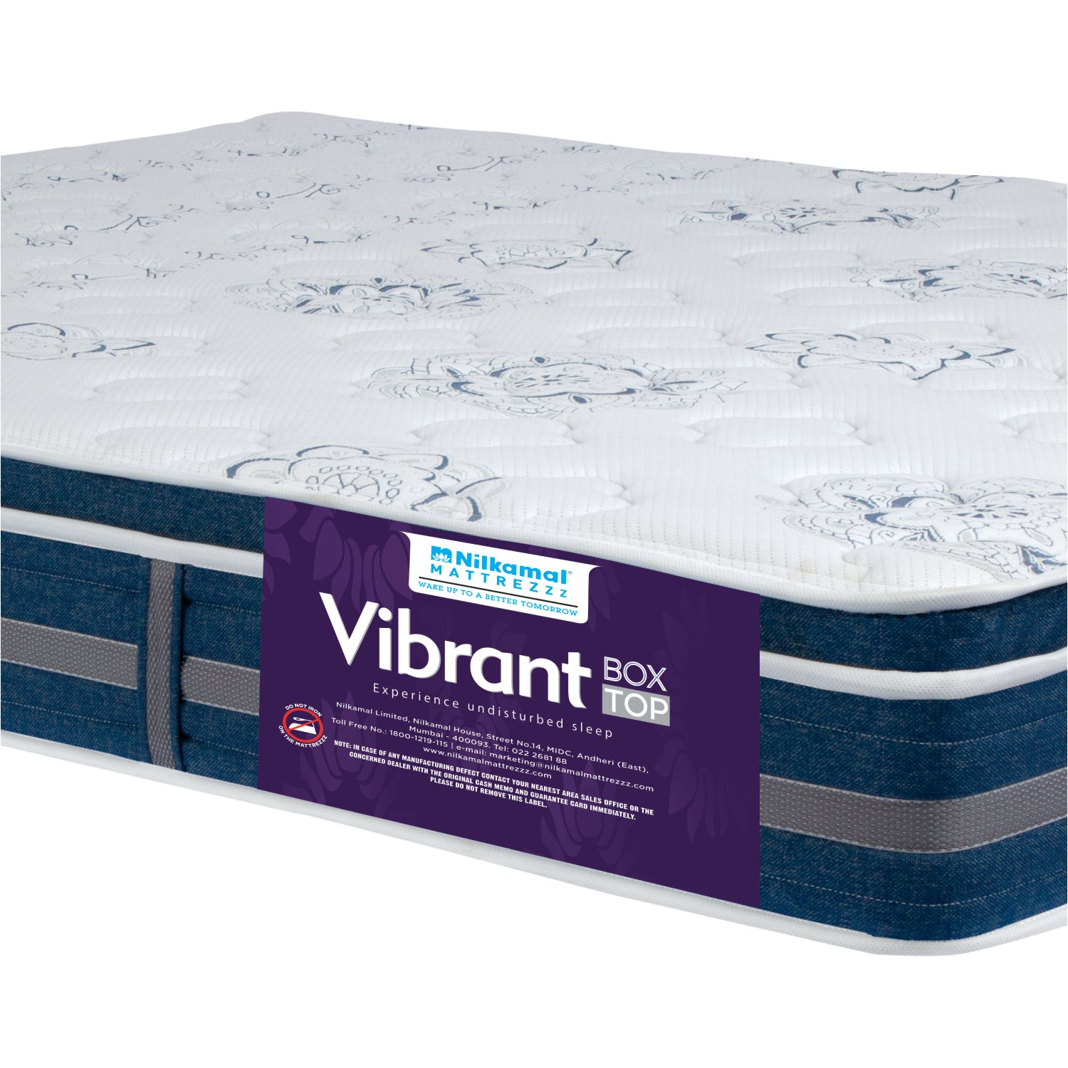 Vibrant Box Top 6 + 2 inch Queen Bed Spring Mattress (White & Blue)
