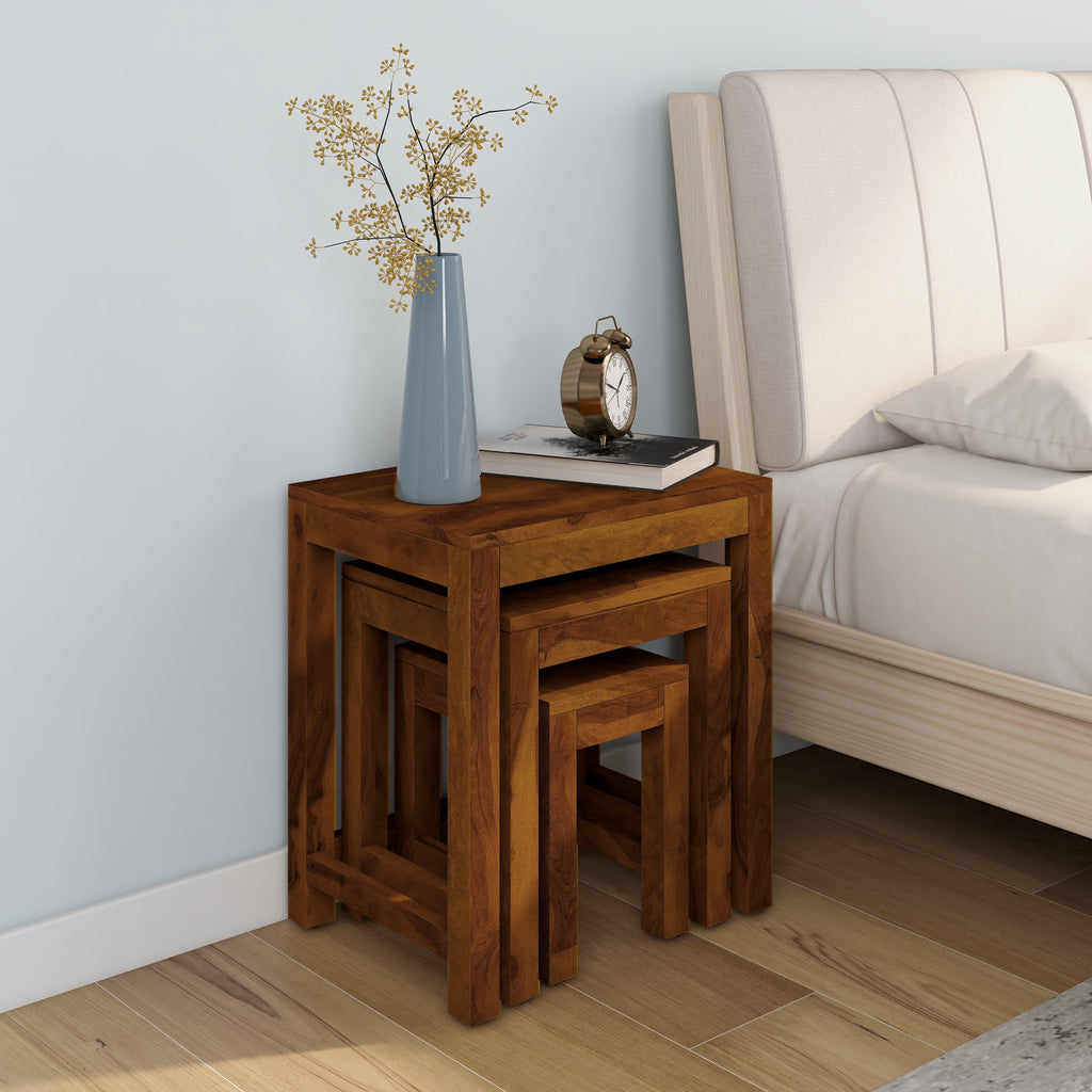 Pride Solid Wood Nesting Table Set of 3 (Walnut)