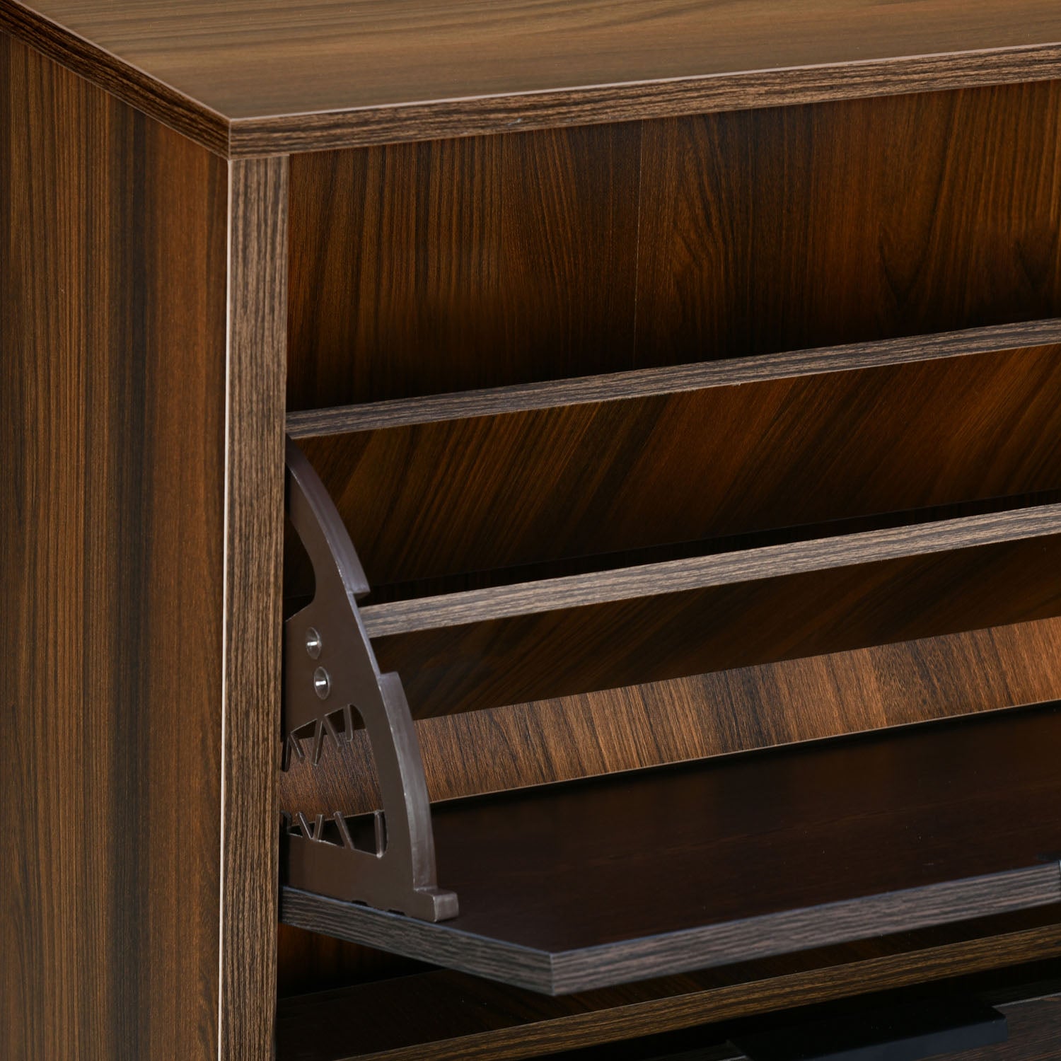 Florine Engineered Wood 2 Tier Shoe Cabinet (Walnut & Wenge)