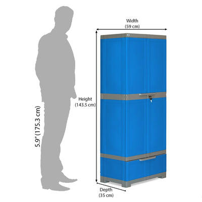 Nilkamal Freedom FMDR1B Plastic Storage Cabinet with 1 Drawer (Deep Blue/Grey)