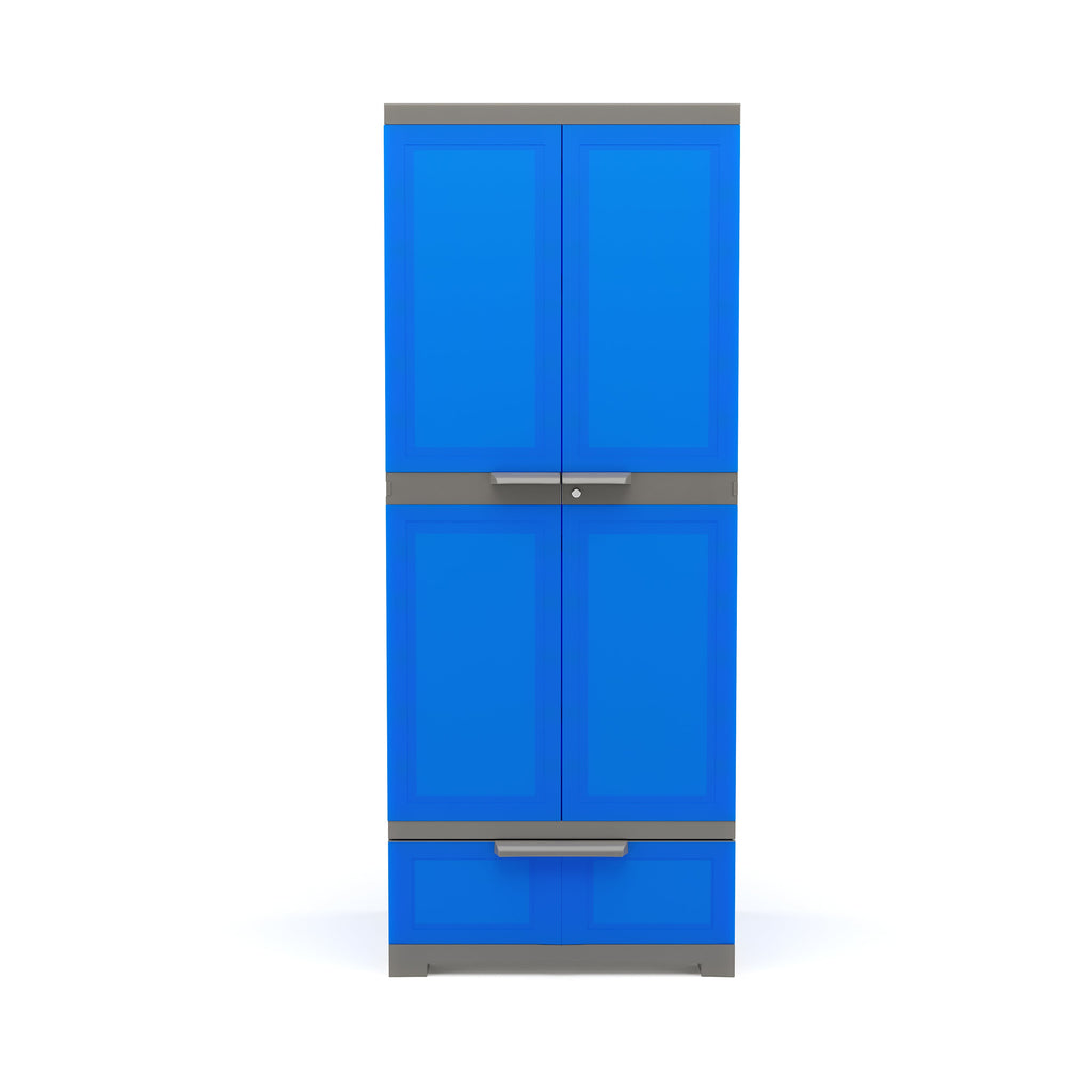 Nilkamal Freedom FMDR 1B Plastic Storage Cabinet with 1 Drawer (Deep Blue/Grey)