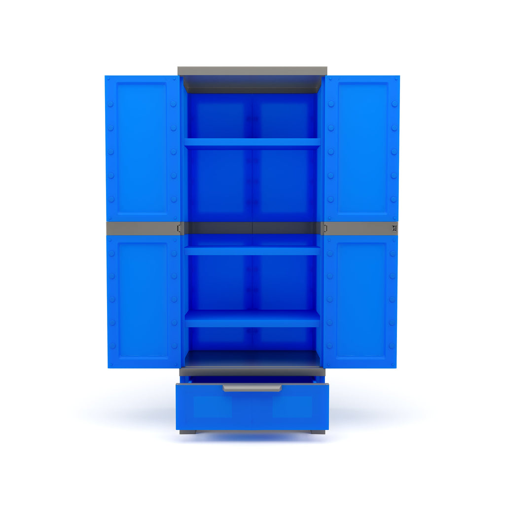 Nilkamal Freedom FMDR 1B Plastic Storage Cabinet with 1 Drawer (Deep Blue/Grey)