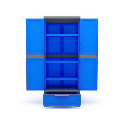 Nilkamal Freedom FMDR1B Plastic Storage Cabinet with 1 Drawer (Deep Blue/Grey)