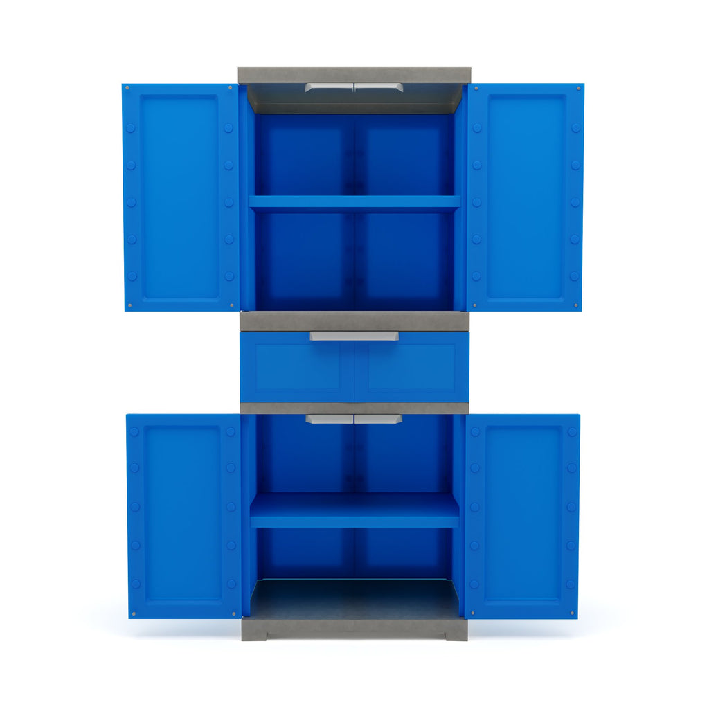 Nilkamal Freedom FMDR1C Plastic Storage Cabinet with 1 Drawer (Deep Blue & Grey)