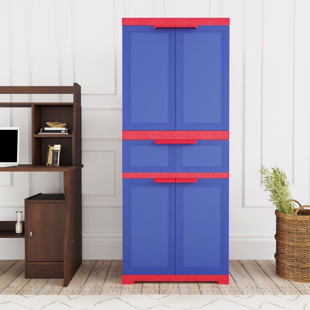 Nilkamal Freedom with 1 Drawer (Pepsi Blue/Bright Red)