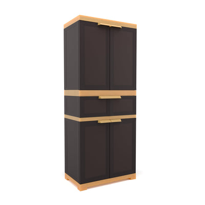 Nilkamal Freedom FMDR1C Plastic Cabinet with 1 Drawer (Brown & Biscuit)