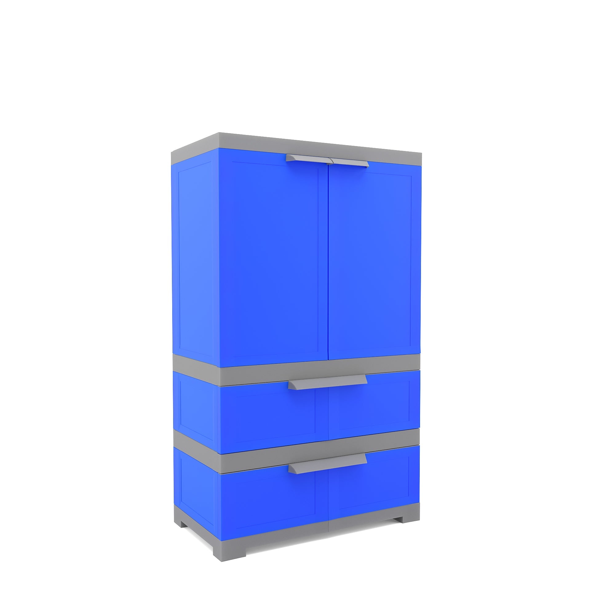 Nilkamal Freedom FMDR 2B Plastic Storage Cabinet with 2 Drawer (Deep Blue/Grey)