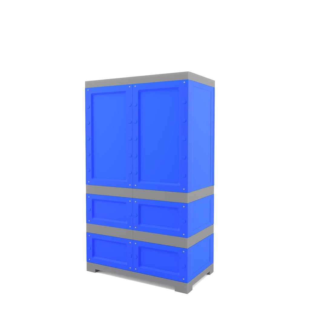 Nilkamal Freedom FMDR 2B Plastic Storage Cabinet with 2 Drawer (Deep Blue/Grey)