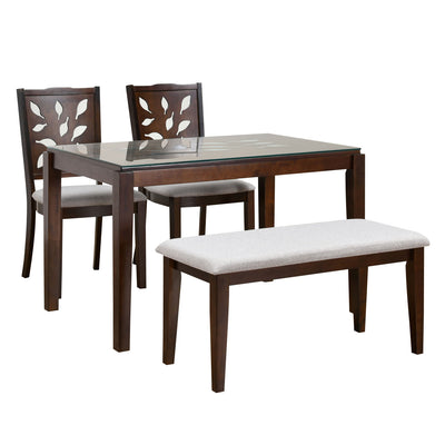 Forester 4 Seater Dining Set With Bench (Dark Walnut)