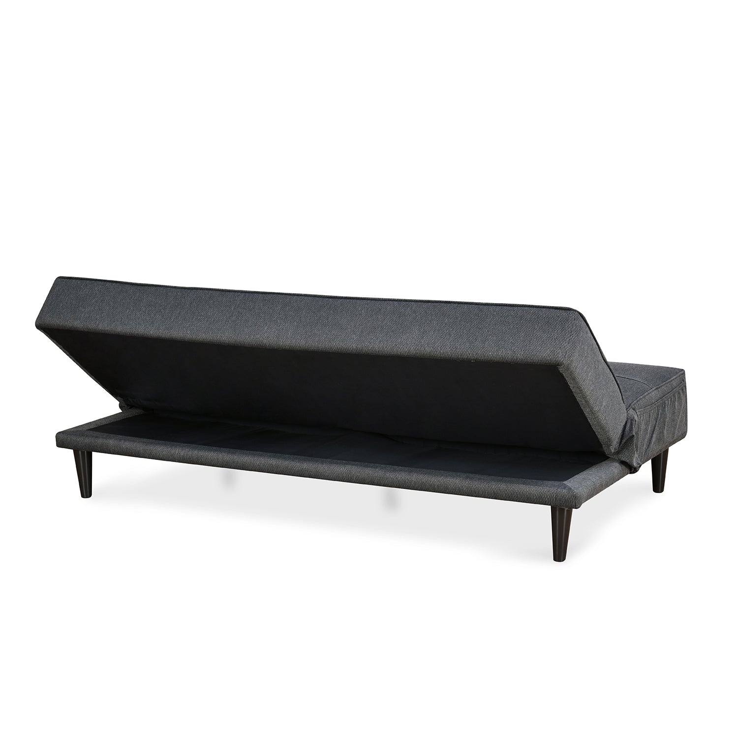 Frisco 3 Seater Fabric Sofa Cum Bed With Side Pocket (Dark Grey)